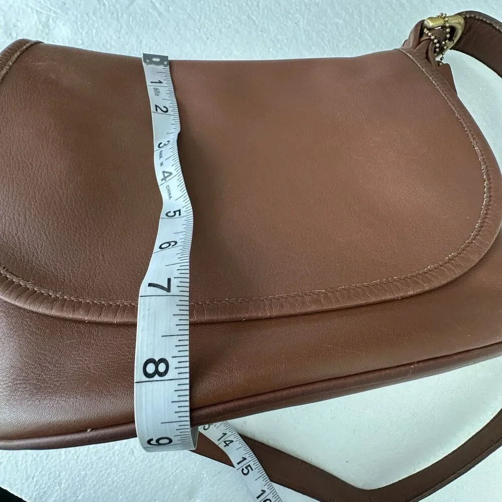 Vintage Coach 4150 Fletcher Flap Brown Leather Shoulder Bag Brass Hardware - Picture 11 of 15